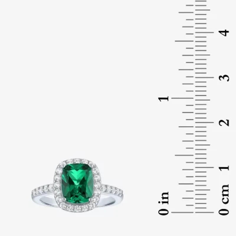 Womens Lab Created Gemstone Sterling Silver Halo Cocktail Ring