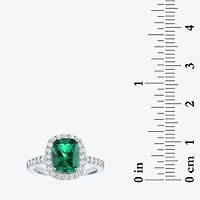 Womens Lab Created Gemstone Sterling Silver Halo Cocktail Ring