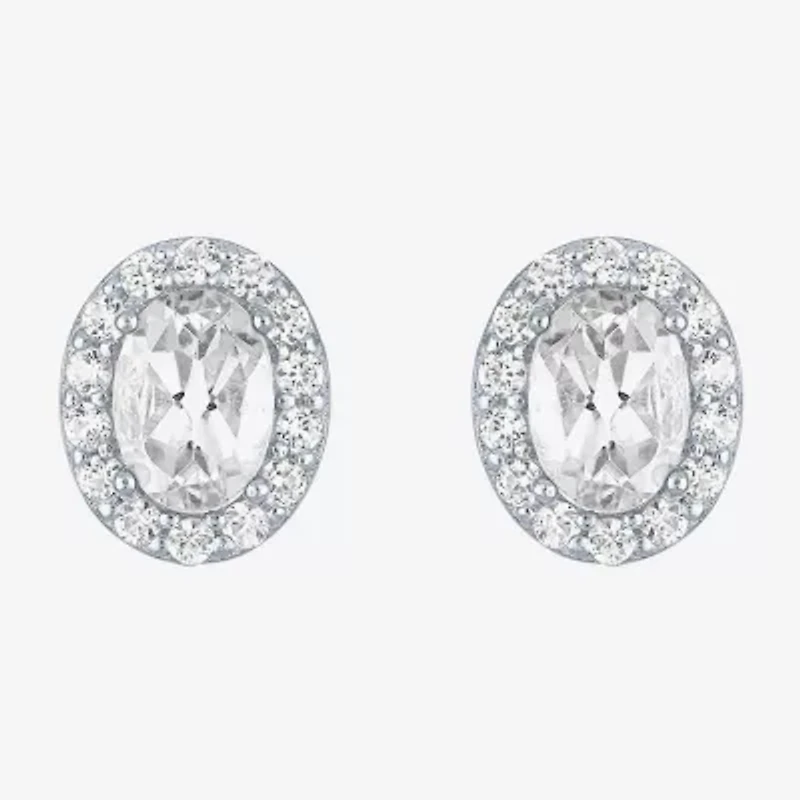 Gemstone Oval Sterling Silver 10mm Stud Earrings