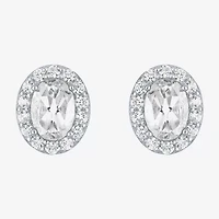 Gemstone Oval Sterling Silver 10mm Stud Earrings