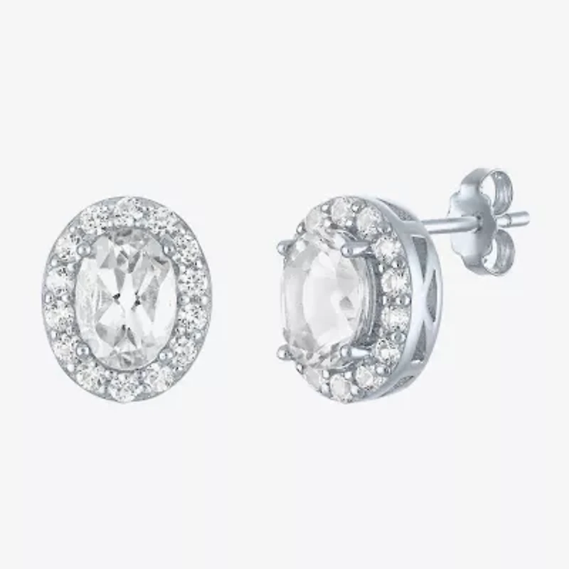 Gemstone Oval Sterling Silver 10mm Stud Earrings