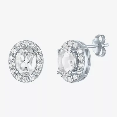 Gemstone Oval Sterling Silver 10mm Stud Earrings