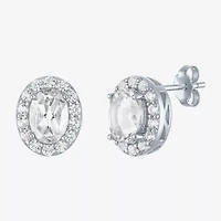 Gemstone Oval Sterling Silver 10mm Stud Earrings