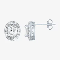 Gemstone Oval Sterling Silver 10mm Stud Earrings