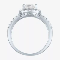 Gemstone Sterling Silver Oval Halo Side Stone Cocktail Ring