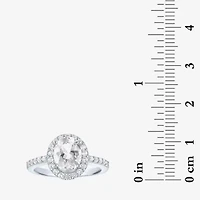 Gemstone Sterling Silver Oval Halo Side Stone Cocktail Ring