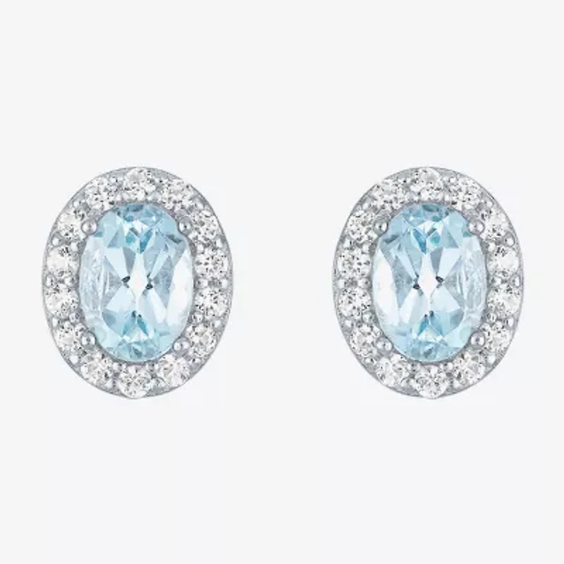 Gemstone Oval Sterling Silver 10mm Stud Earrings