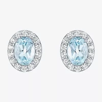 Gemstone Oval Sterling Silver 10mm Stud Earrings