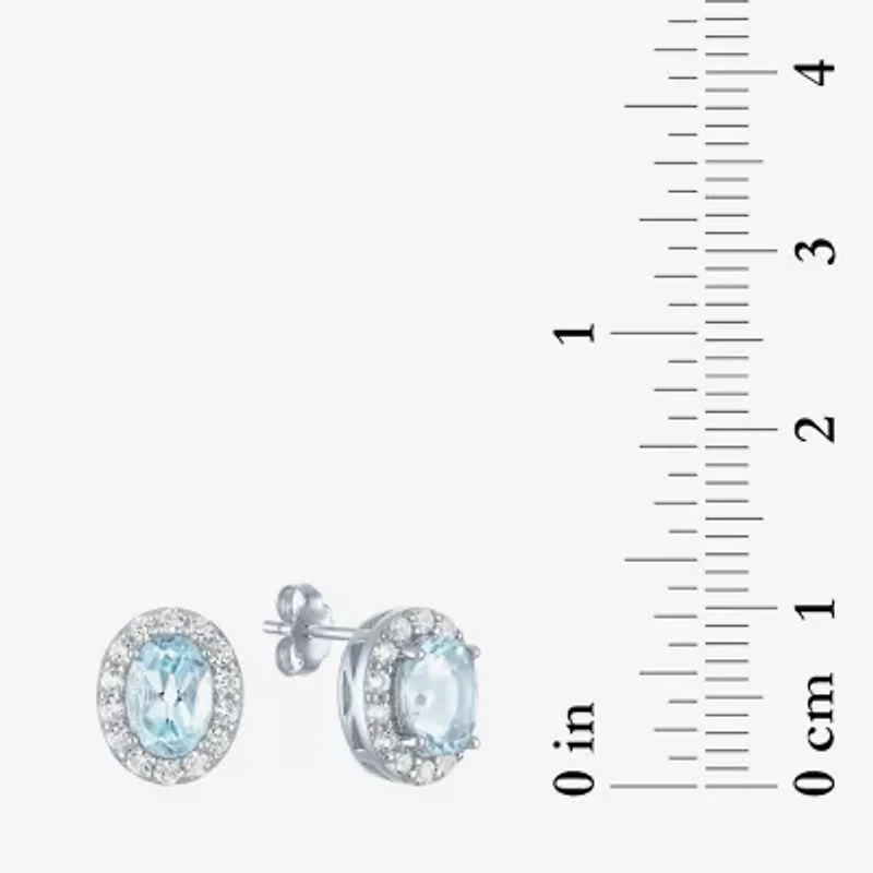 Gemstone Oval Sterling Silver 10mm Stud Earrings