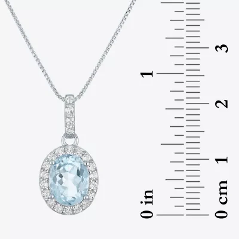 Gemstone Sterling Silver Oval Pendant Necklace