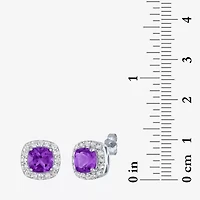 Gemstone Sterling Silver 10mm Cushion Stud Earrings