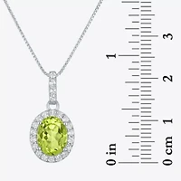 Gemstone Sterling Silver Oval Pendant Necklace