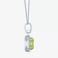 Gemstone Sterling Silver Oval Pendant Necklace