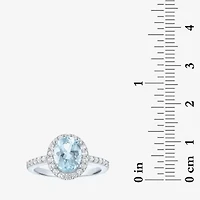 Gemstone Sterling Silver Oval Halo Side Stone Cocktail Ring