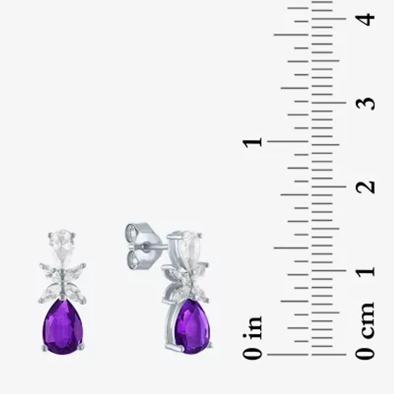 Gemstonel Sterling Silver Pear Drop Earrings