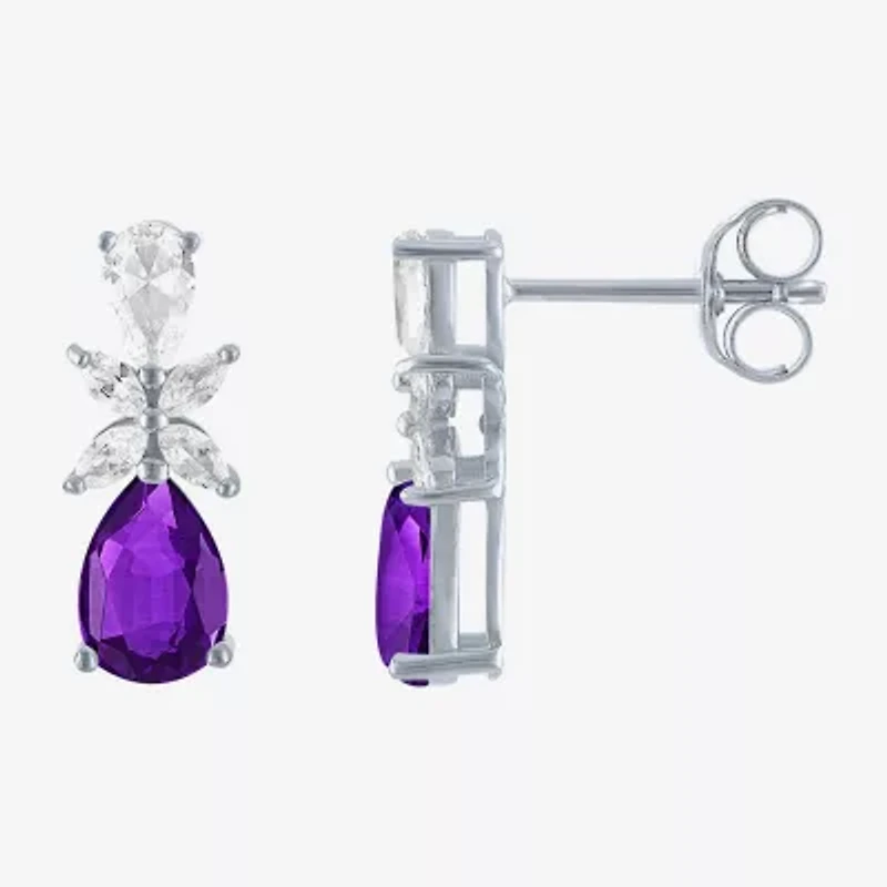 Gemstonel Sterling Silver Pear Drop Earrings