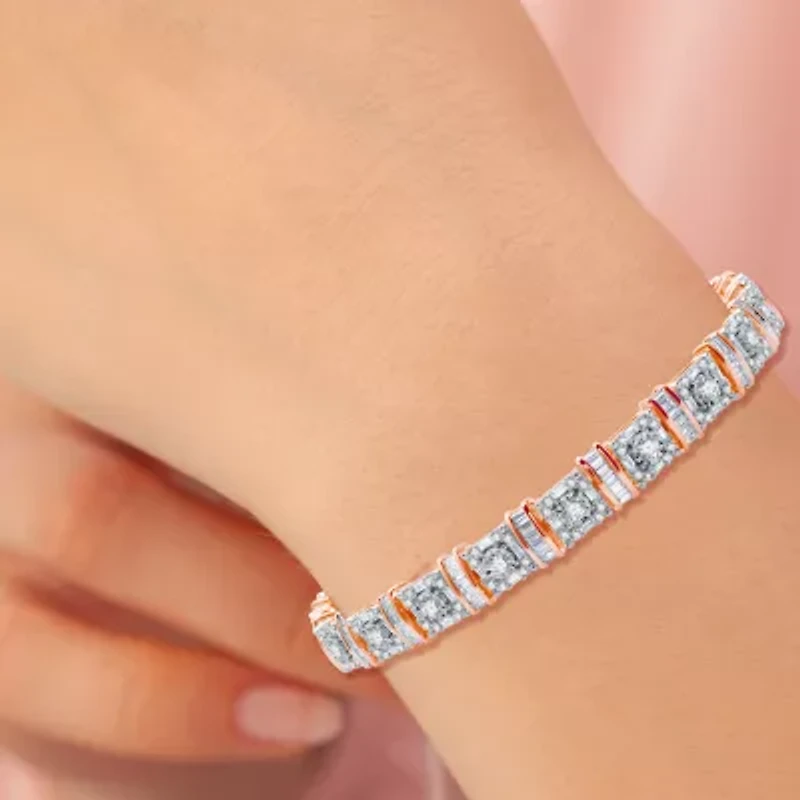 Womens 5 CT. T.W. Natural White Diamond 10K Rose Gold 10K White Gold 7.5 Inch Tennis Bracelet