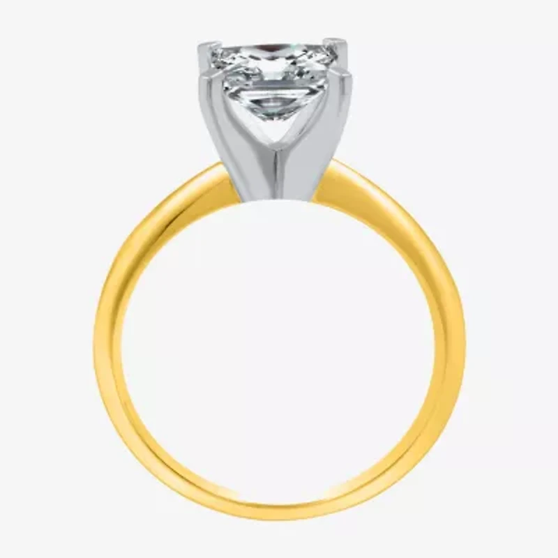 (G / SI2) Womens 2 CT. Lab-Grown White Diamond 14K Gold Princess-cut Solitaire Engagement Ring