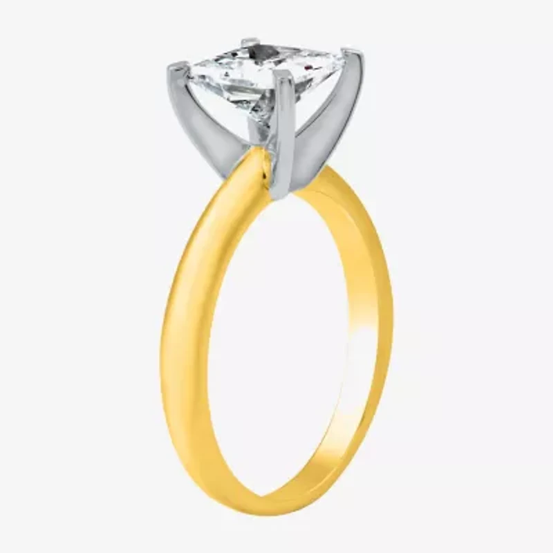 (G / SI2) Womens 2 CT. Lab-Grown White Diamond 14K Gold Princess-cut Solitaire Engagement Ring
