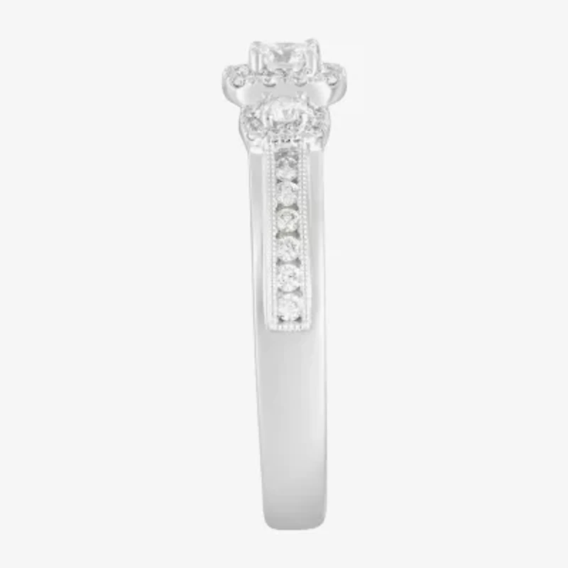 Love Lives Forever (F / Vs2) Womens 1/2 CT. T.W. Lab Grown White Diamond 14K Gold Round Side Stone Bypass  Engagement Ring