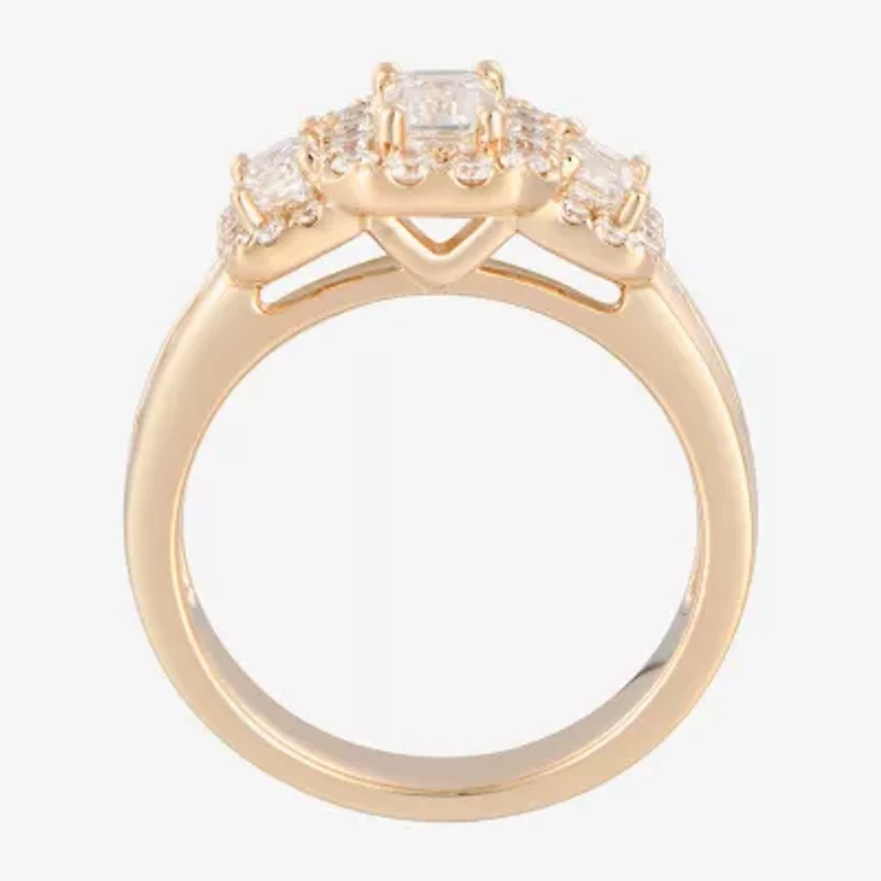 Love Lives Forever (F / Vs2) Womens 1 1/2 CT. T.W. Lab Grown White Diamond 14K Gold 3-Stone Bypass  Engagement Ring
