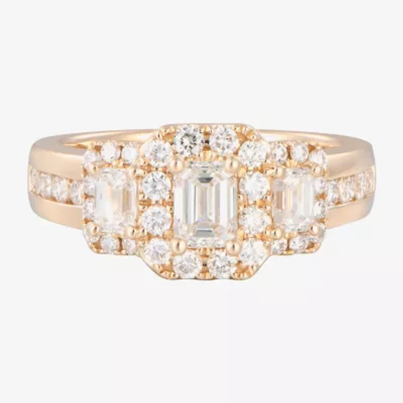 Love Lives Forever (F / Vs2) Womens 1 1/2 CT. T.W. Lab Grown White Diamond 14K Gold 3-Stone Bypass  Engagement Ring