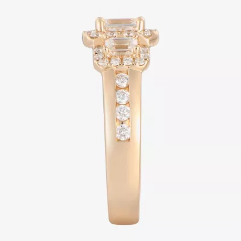 Love Lives Forever (F / Vs2) Womens 1 1/2 CT. T.W. Lab Grown White Diamond 14K Gold 3-Stone Bypass  Engagement Ring