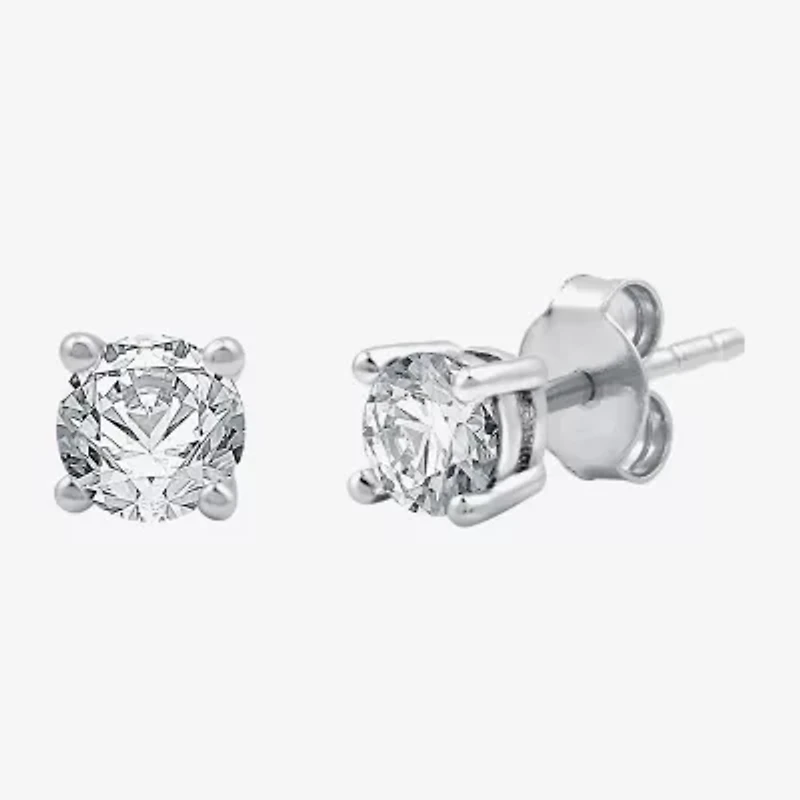 Yes, Please! Womens Lab Created White Sapphire Sterling Silver Round 2 Pair Earring Set