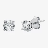 Yes, Please! Womens Lab Created White Sapphire Sterling Silver Round 2 Pair Earring Set