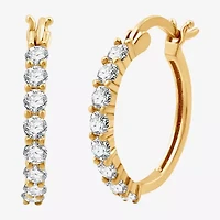 Yes, Please! Womens Lab Created White Sapphire 14K Gold Over Silver Round 3 Pair Earring Set