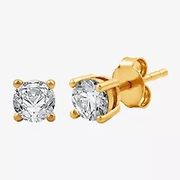 Yes, Please! Womens Lab Created White Sapphire 14K Gold Over Silver Round 3 Pair Earring Set
