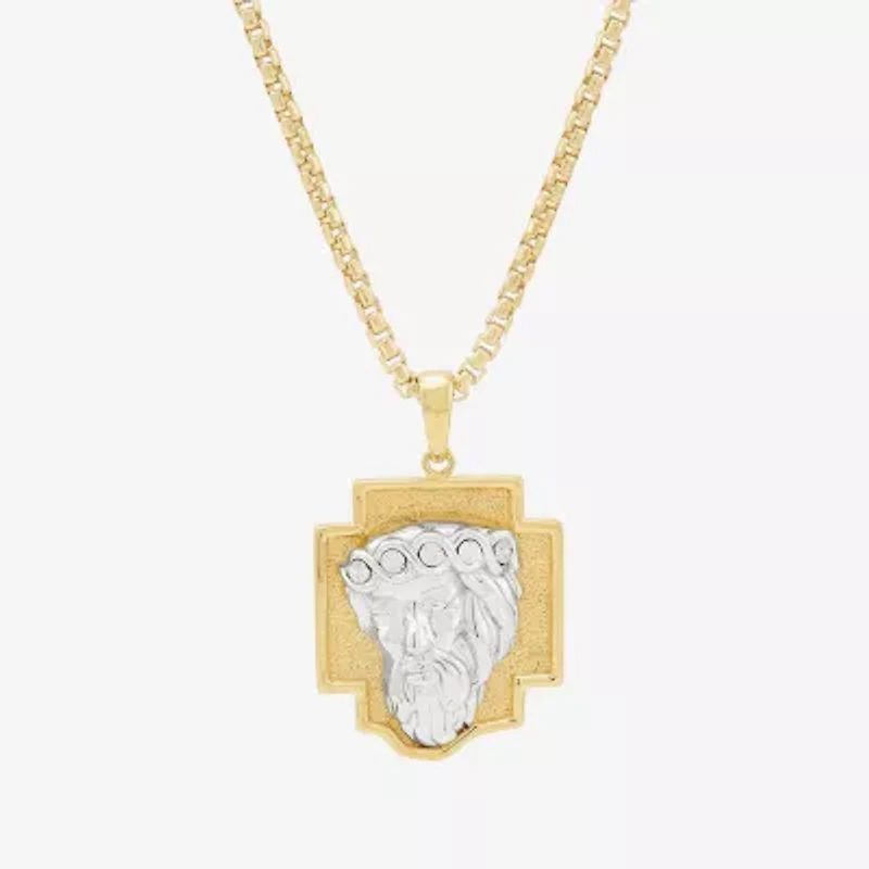 Jesus Christ Mens 18K Gold Over Silver 22 Inch Pendant Necklace