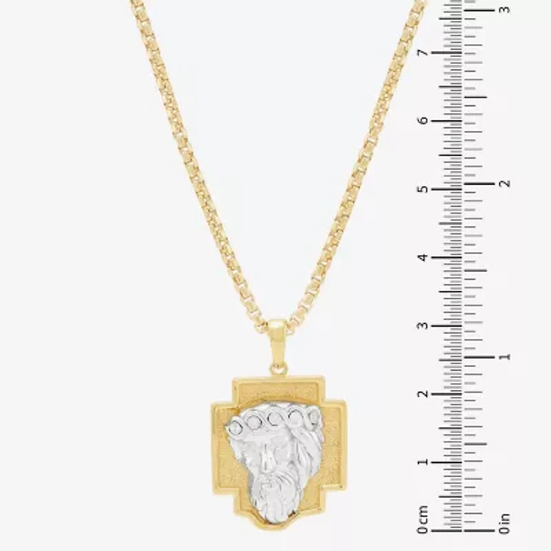 Jesus Christ Mens 18K Gold Over Silver 22 Inch Pendant Necklace