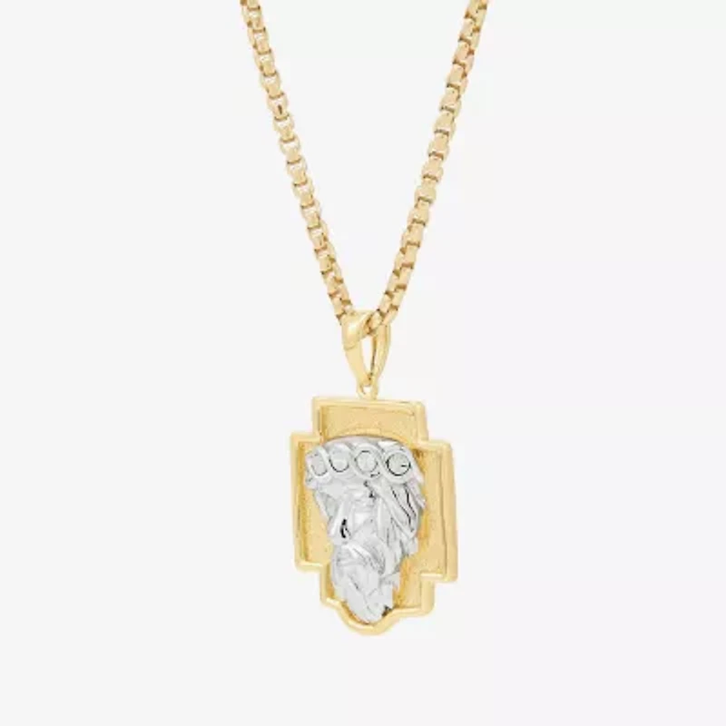 Jesus Christ Mens 18K Gold Over Silver 22 Inch Pendant Necklace