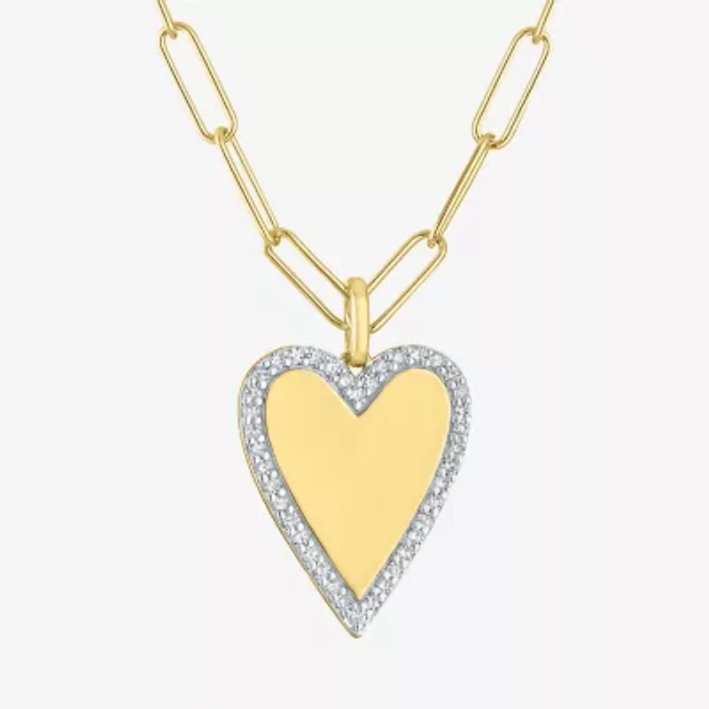 Diamond Addiction (G-H / Si2-I1) Womens 1/4 CT. T.W. Lab Grown White Diamond 14K Gold Over Silver Sterling Silver Heart 18 Inch Pendant Necklace
