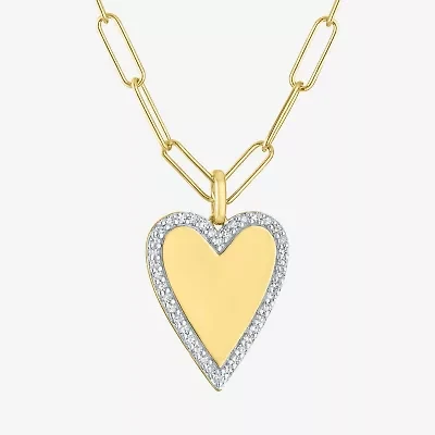 Diamond Addiction (G-H / Si2-I1) Womens 1/4 CT. T.W. Lab Grown White Diamond 14K Gold Over Silver Sterling Silver Heart 18 Inch Pendant Necklace