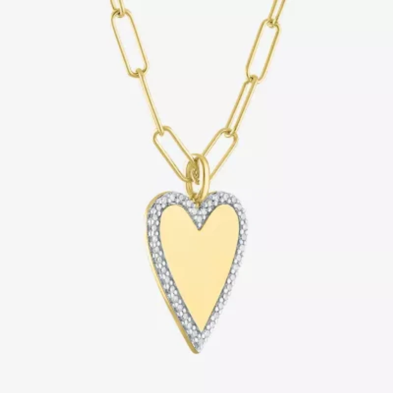 Diamond Addiction (G-H / Si2-I1) Womens 1/4 CT. T.W. Lab Grown White Diamond 14K Gold Over Silver Sterling Silver Heart 18 Inch Pendant Necklace