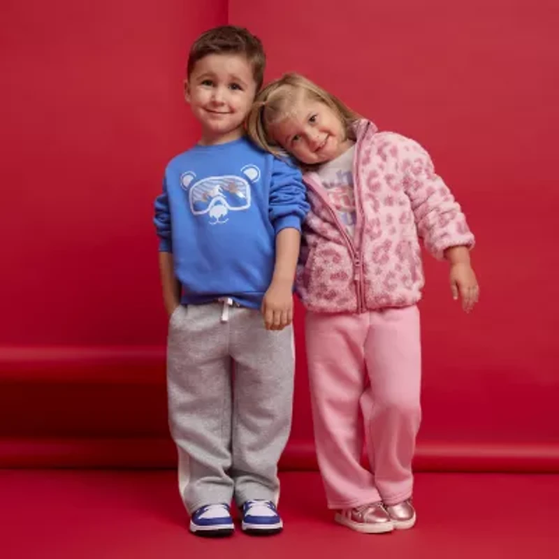 Okie Dokie Toddler & Little Boys Crew Neck Fleece Long Sleeve Sweatshirt