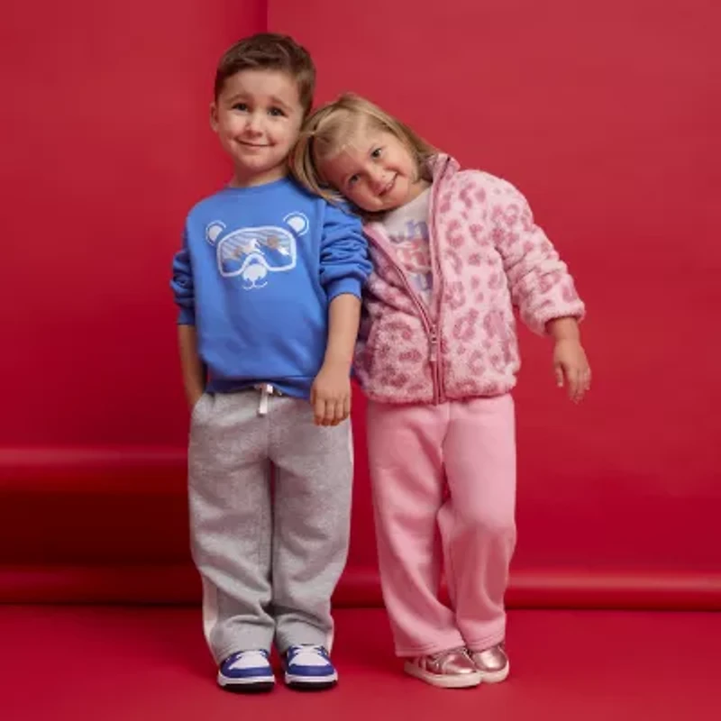 Okie Dokie Fleece Toddler & Little Girls Wide Leg Regular Fit Pull-On Pant