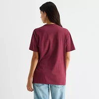 New World Book Club Boyfriend Tee Womens Juniors Crew Neck Short Sleeve Loose Fit Graphic T-Shirt