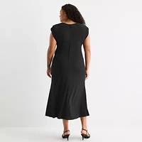 Premier Amour Womens Plus Sleeveless Midi Sheath Dress