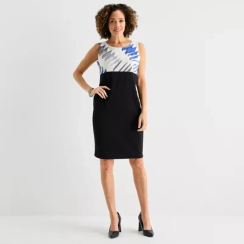 Danny & Nicole Womens Abstract Midi Jacket Dress
