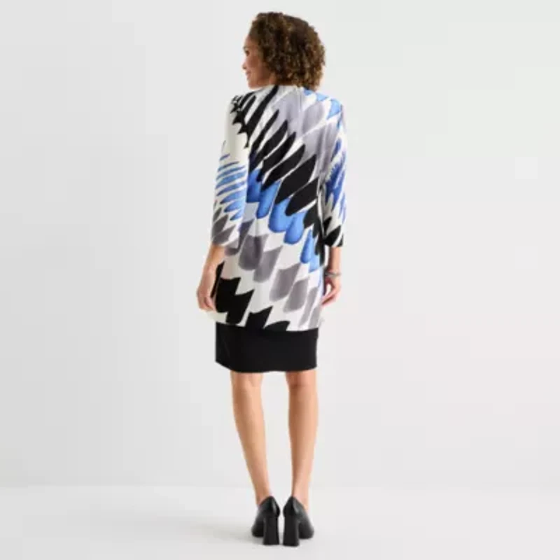 Danny & Nicole Womens Abstract Midi Jacket Dress