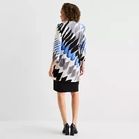 Danny & Nicole Womens Abstract Midi Jacket Dress