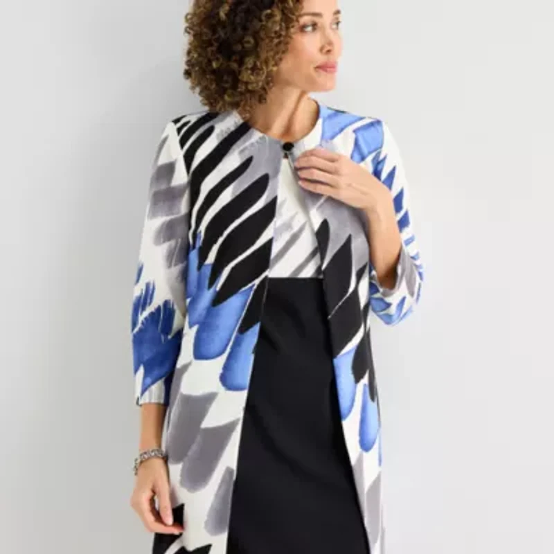 Danny & Nicole Womens Abstract Midi Jacket Dress