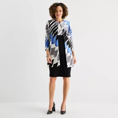 Danny & Nicole Womens Abstract Midi Jacket Dress