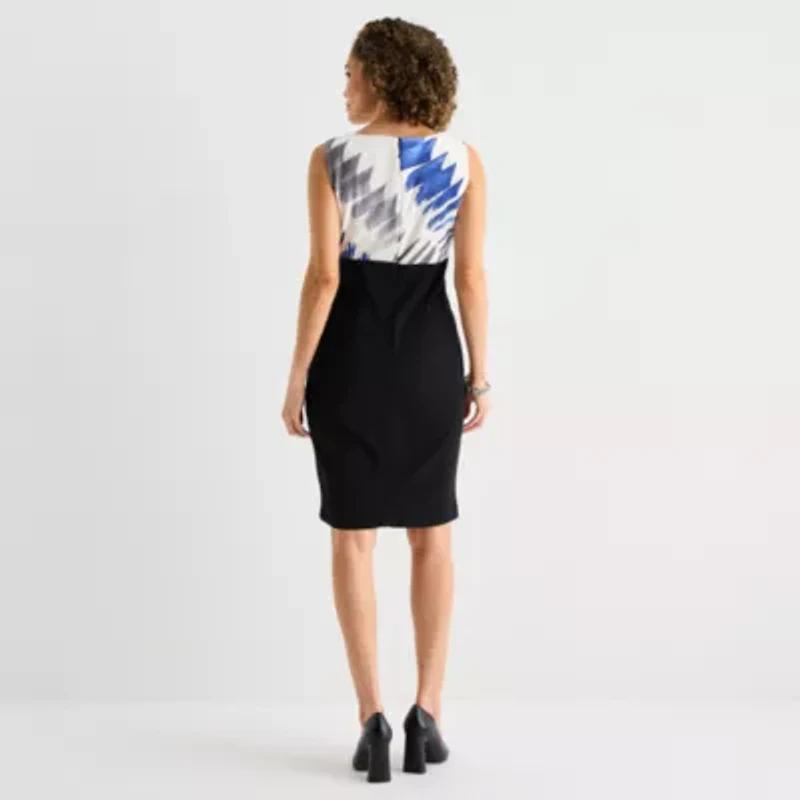 Danny & Nicole Womens Abstract Midi Jacket Dress