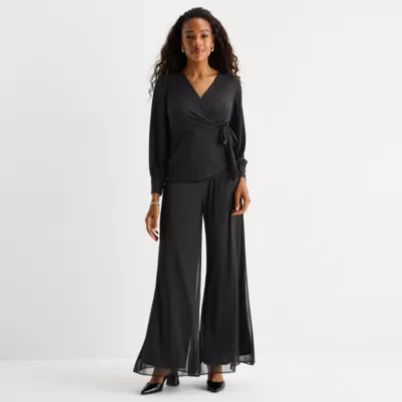 MSK Womens Mid Rise Wide Leg Palazzo Pant