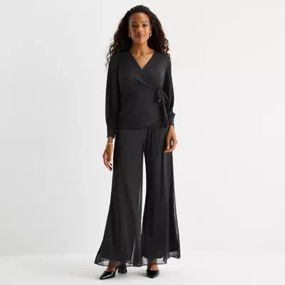 MSK Womens Mid Rise Wide Leg Palazzo Pant