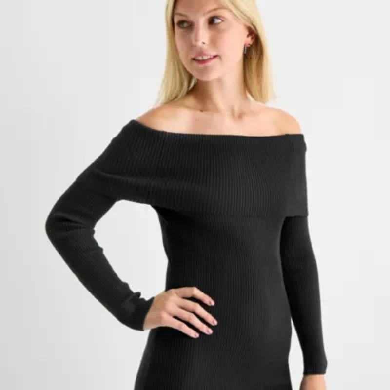 Forever 21 Womens Juniors Long Sleeve Midi Bodycon Sweater Dress